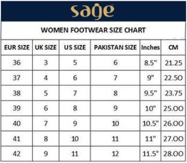 Women Footwear Size Chart